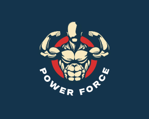 Strong Man Power Muscle logo design