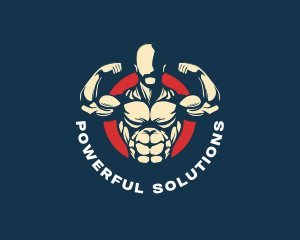 Strong Man Power Muscle logo design