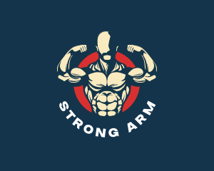 Strong Man Power Muscle logo design