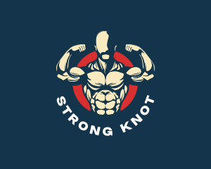 Strong Man Power Muscle logo design