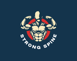 Strong Man Power Muscle logo design