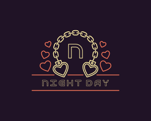 Kinky Neon Heart Handcuff   logo design