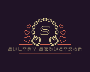 Kinky Neon Heart Handcuff   logo design