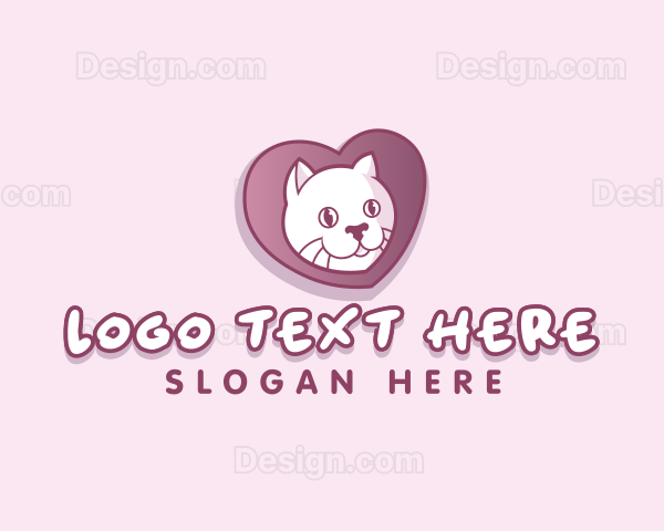 Cute Kitty Cat Heart Logo