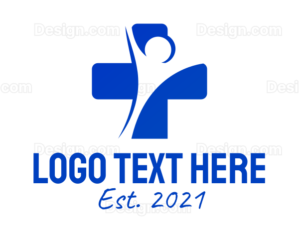 Blue Human Medical Cross Logo