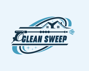 Pressure Washer Roof Clean logo design