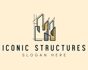 Skyscraper Building Structure logo design