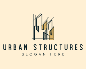 Skyscraper Building Structure logo design