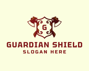 Medieval Shield Axe logo design