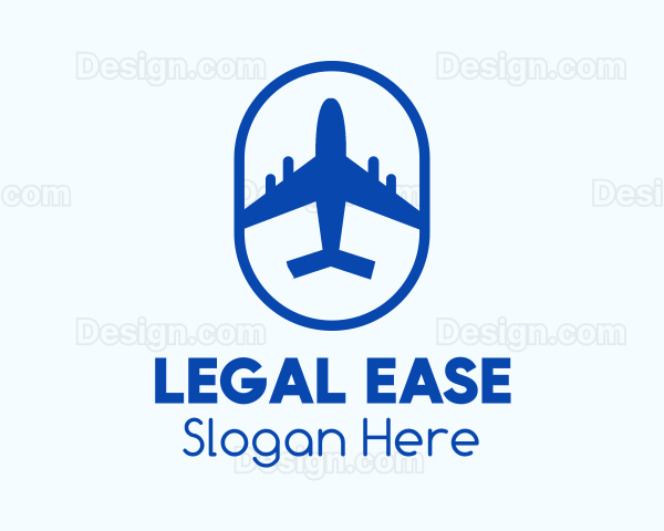 Blue Airplane Badge Logo