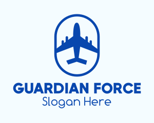 Blue Airplane Badge logo design