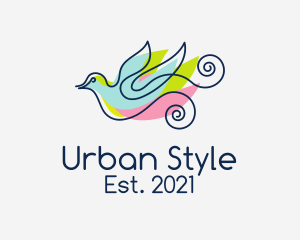 Colorful Pigeon Outline  logo
