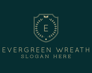 Book Wreath Shield logo design