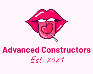 Heart Lollipop Candy Lips logo design