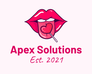 Heart Lollipop Candy Lips logo design