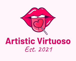 Heart Lollipop Candy Lips logo design