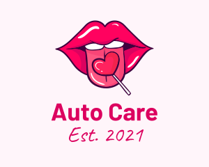 Heart Lollipop Candy Lips logo design