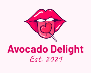 Heart Lollipop Candy Lips logo design