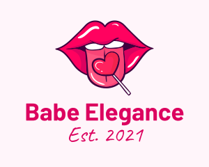 Heart Lollipop Candy Lips logo design