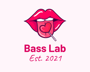 Heart Lollipop Candy Lips logo design