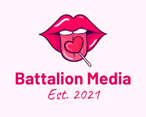 Heart Lollipop Candy Lips logo design