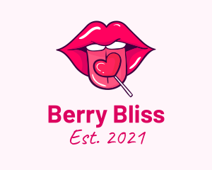 Heart Lollipop Candy Lips logo design