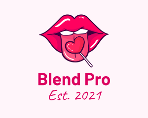 Heart Lollipop Candy Lips logo design