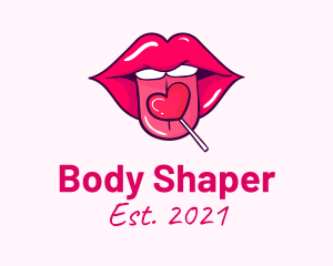 Heart Lollipop Candy Lips logo design