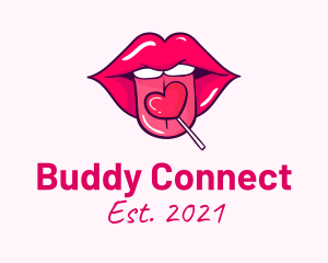 Heart Lollipop Candy Lips logo design