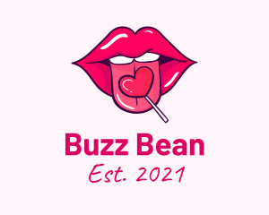 Heart Lollipop Candy Lips logo design