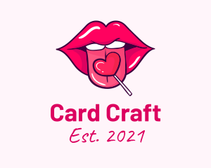 Heart Lollipop Candy Lips logo design