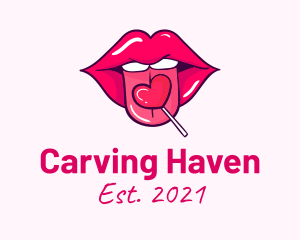 Heart Lollipop Candy Lips logo design