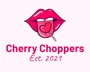 Heart Lollipop Candy Lips logo design