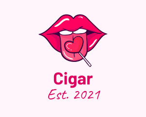 Heart Lollipop Candy Lips logo design