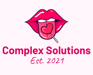 Heart Lollipop Candy Lips logo design