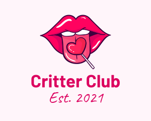 Heart Lollipop Candy Lips logo design