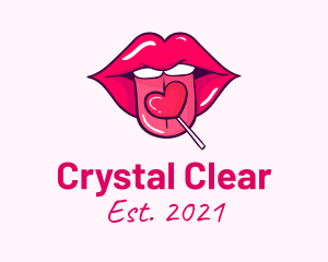 Heart Lollipop Candy Lips logo design