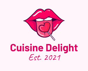 Heart Lollipop Candy Lips logo design