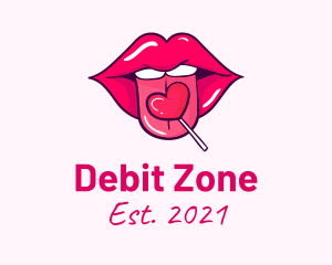 Heart Lollipop Candy Lips logo design