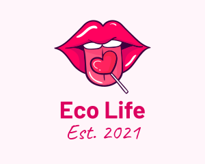 Heart Lollipop Candy Lips logo design