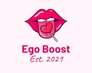 Heart Lollipop Candy Lips logo design