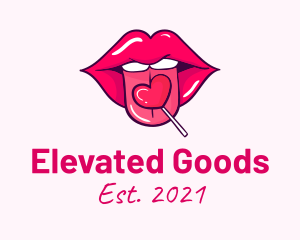 Heart Lollipop Candy Lips logo design