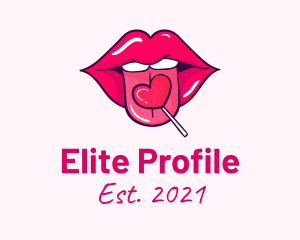 Heart Lollipop Candy Lips logo design