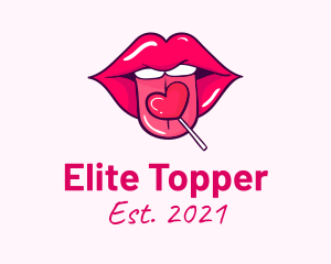 Heart Lollipop Candy Lips logo design