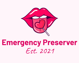 Heart Lollipop Candy Lips logo design