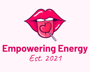 Heart Lollipop Candy Lips logo design