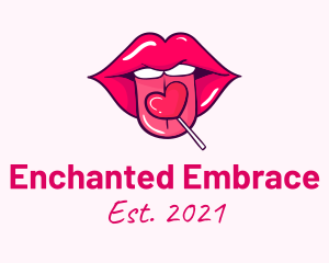 Heart Lollipop Candy Lips logo design