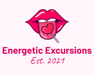 Heart Lollipop Candy Lips logo design