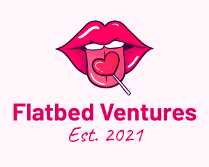 Heart Lollipop Candy Lips logo design