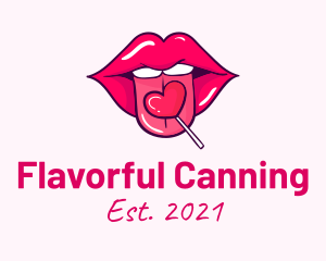 Heart Lollipop Candy Lips logo design